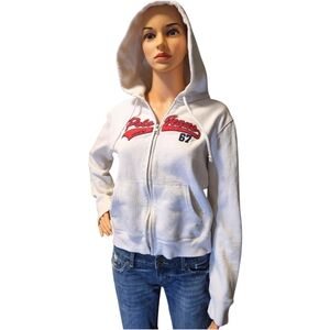 Wms VTG 90s Cropped Polo Ralph Lauren Full Zip Hoodie Sz L Y2K PREPPY STREETWEAR